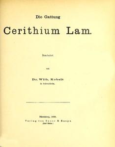 DIE GATTUNG CERITHIUM LAM. Kobelt W.  1898