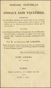 HISTOIRE NATURELLE DES ANIMAUX SANS VERTÈBRES, Tome VI de Lamarck J-B  1822