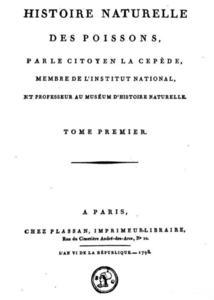 HISTOIRE NATURELLE DES POISSONS Tome 1 Lacépède B.G.E.  1798