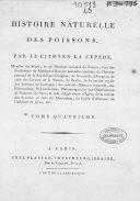 HISTOIRE NATURELLE DES POISSONS Tome 3 Lacépède B.G.E.  1802