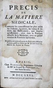 PRECIS DE LA MATIERE MEDICALE Lieutaud  1766